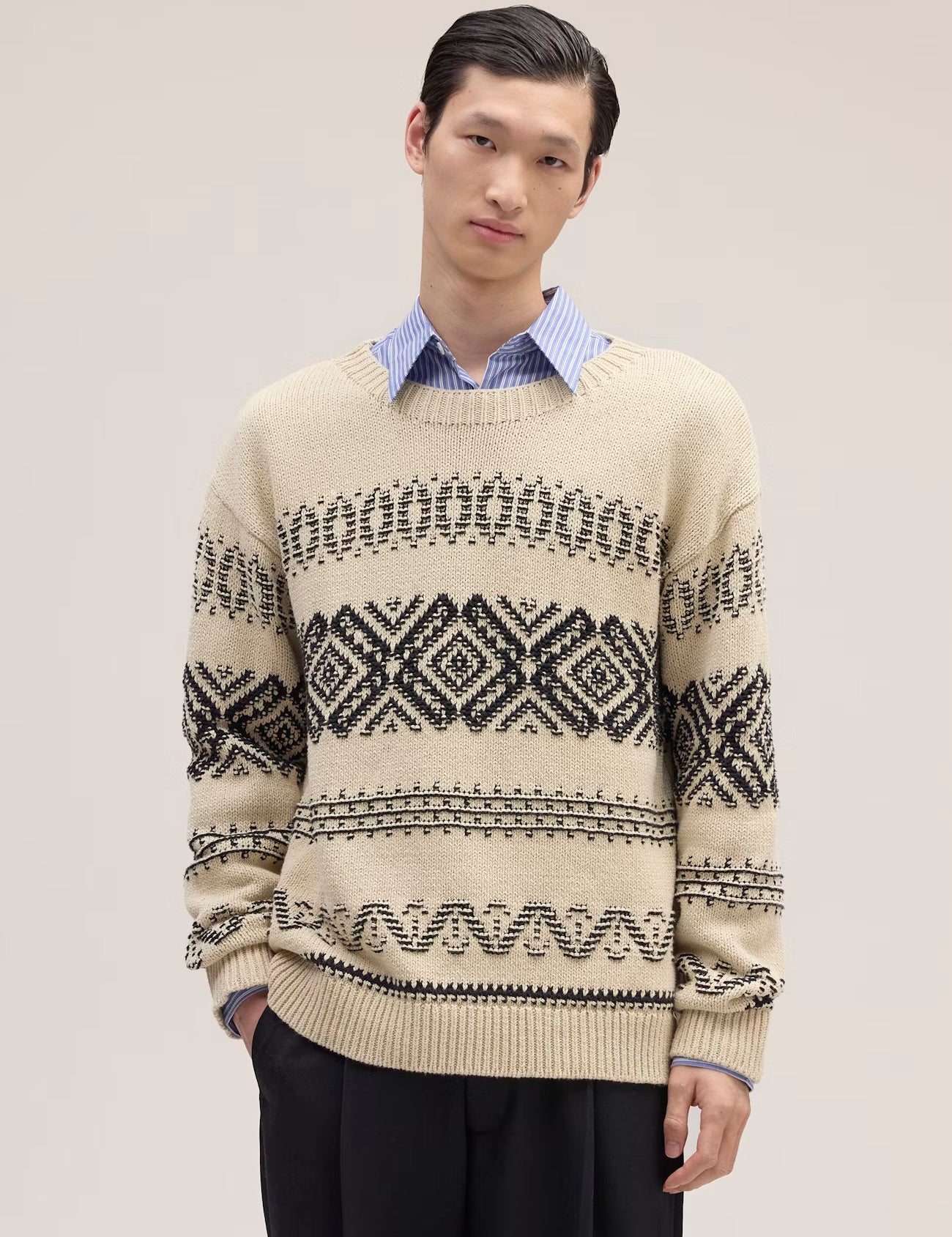 Todd Organic Cotton Jacquard Sweater in Ecru by NN07