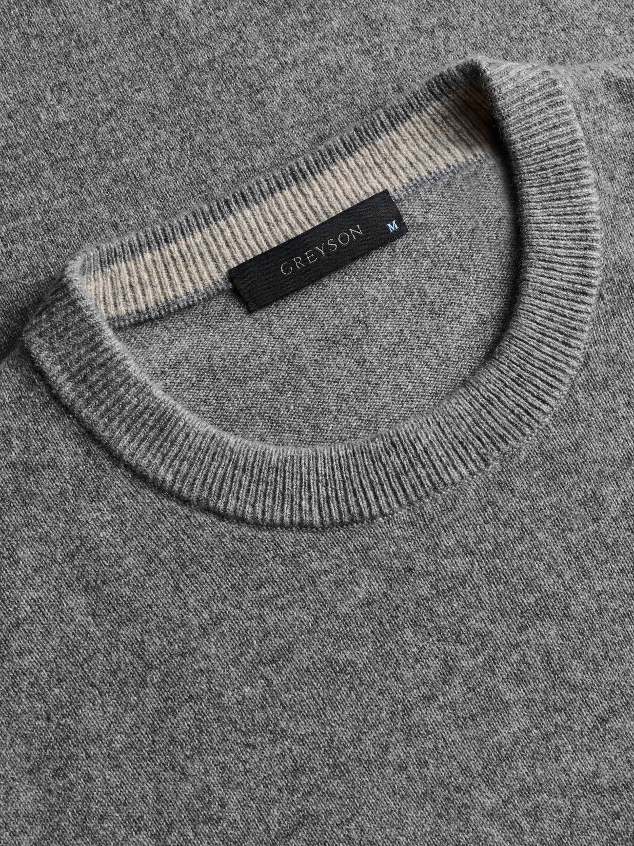 Tomahawk Cashmere Crewneck Sweater Smoke Heather Greyson Clothiers neck