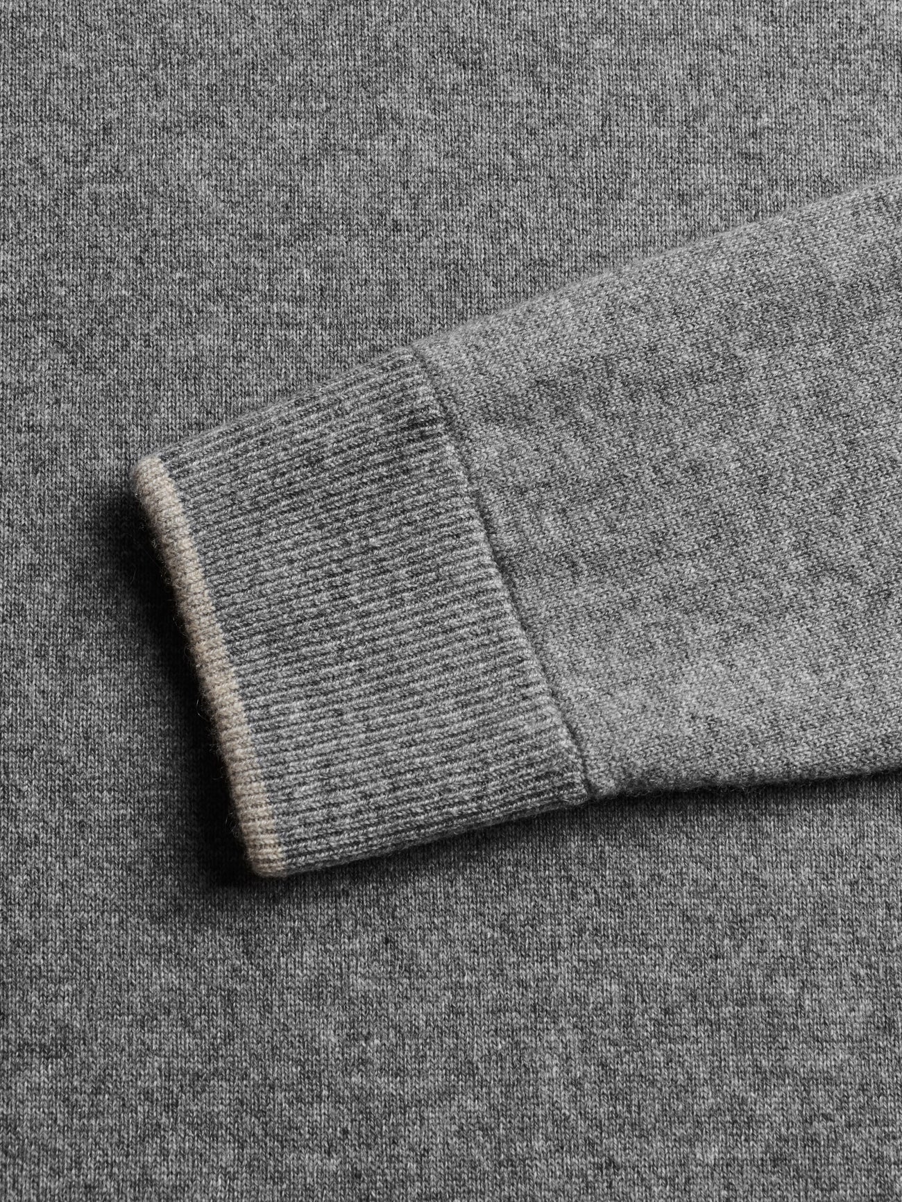 Tomahawk Cashmere Crewneck Sweater Smoke Heather Greyson Clothiers cuff