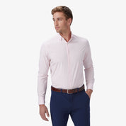 True Pink Solid Leeward Dress Shirt From Mizzen + Main Front View