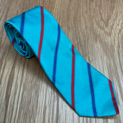 Turquoise Tri-Color Stripe Silk Tie Q. Contrary
