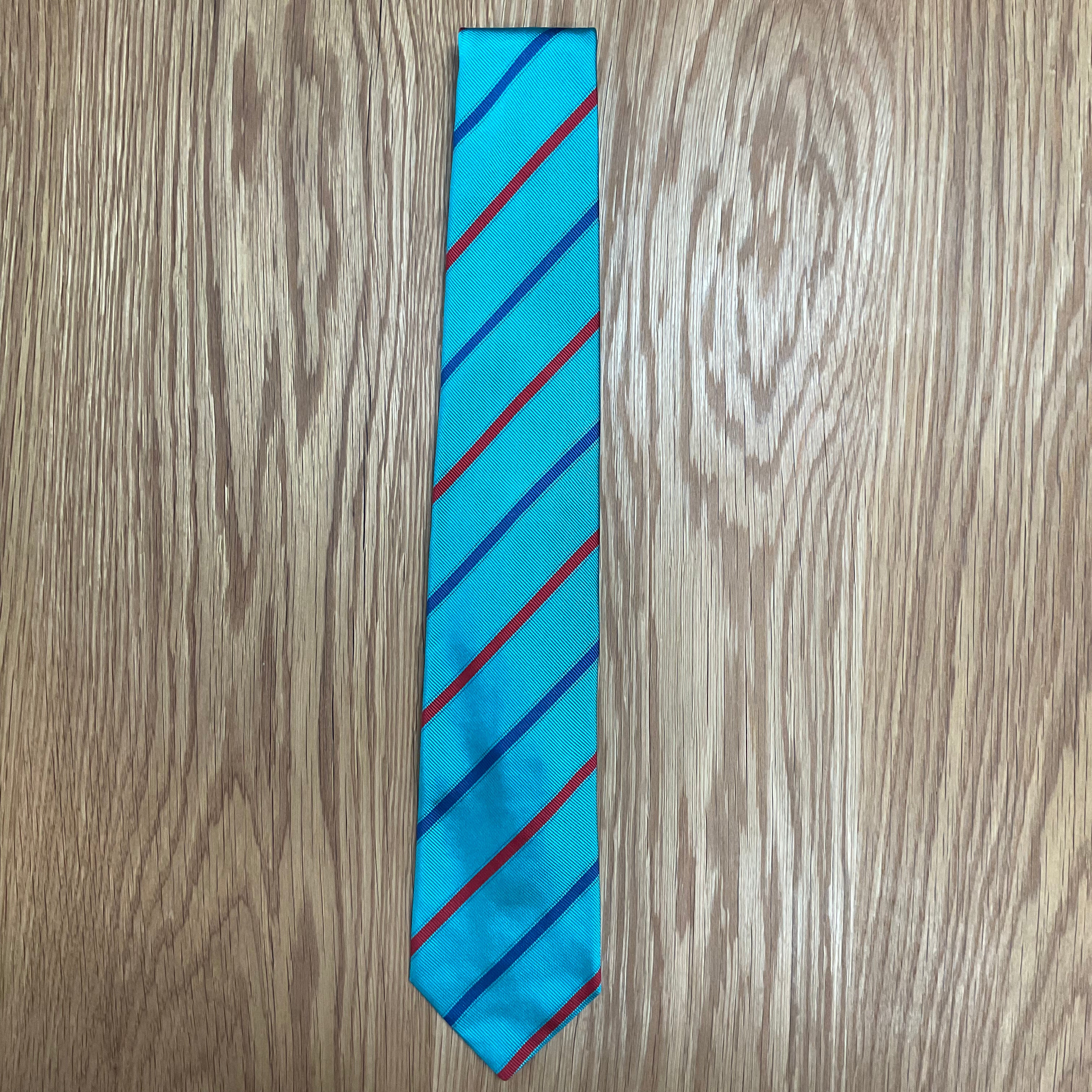 Turquoise Tri-Color Stripe Silk Tie Q. Contrary