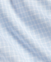 Twill Check Stretch Dress Shirt White & Sky David Donahue