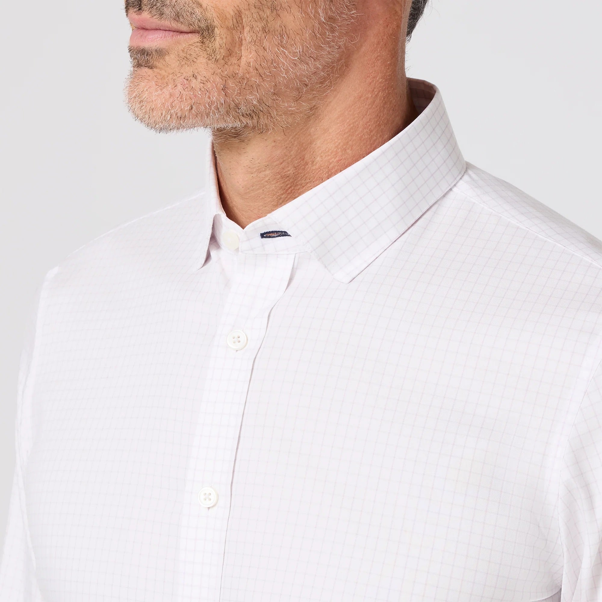 Hilton Dress Shirt White Lavender Haze Mini Grid