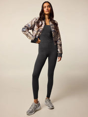 Where Wolves Roam Jacquard Bomber Jacket Wisteria Multi Greyson Clothiers Model Front