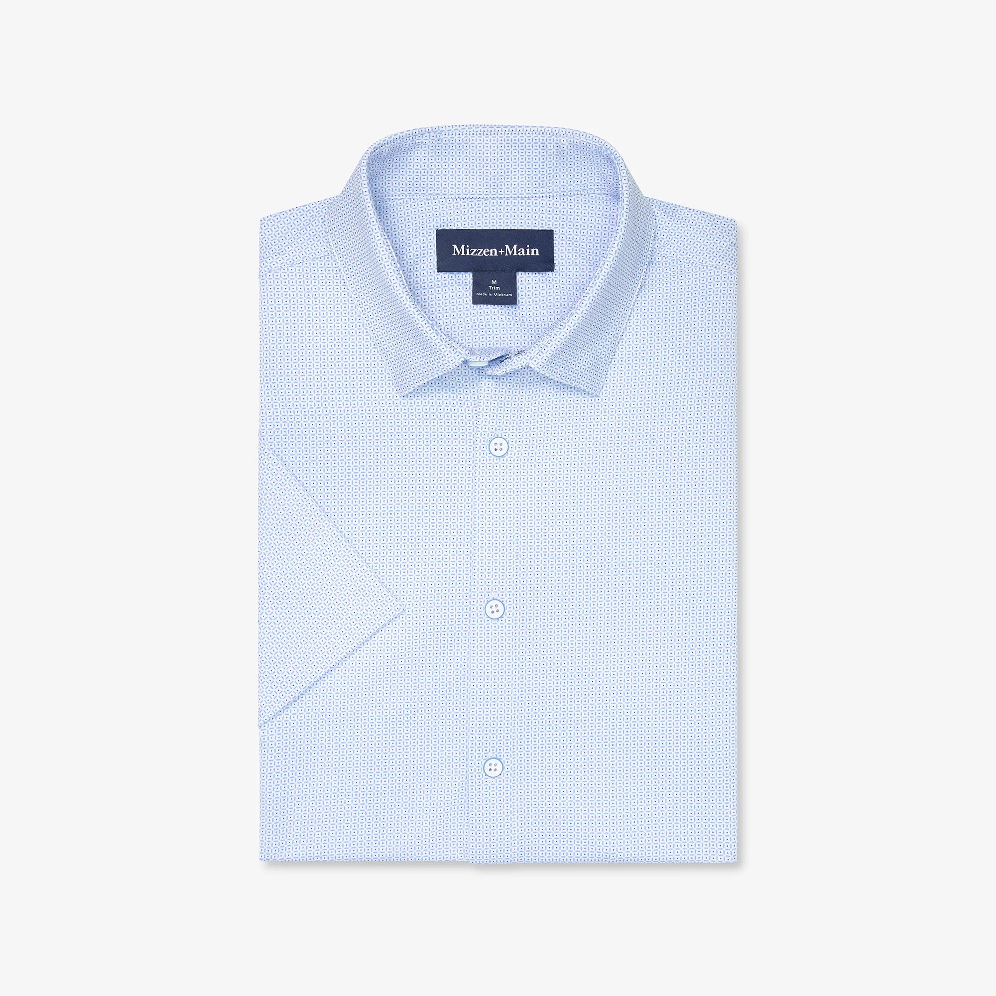 White Blue Grid Dot Halyard Short Sleeve Shirt