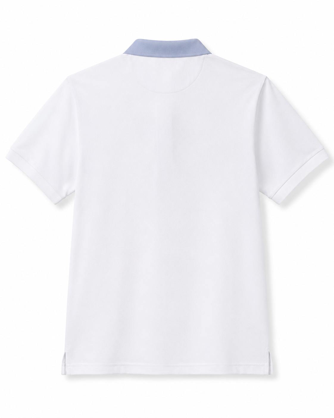 White Blue Stripe Polo Collar