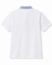White Blue Stripe Polo Collar