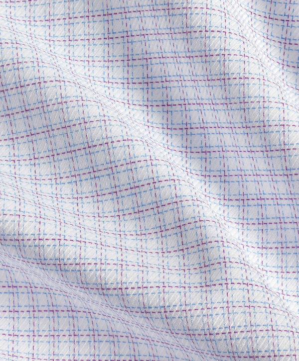 White & Berry Twill Check Stretch Dress Shirt Berry David Donahue