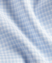 White & Blue Twill Check Stretch Dress Shirt David Donahue