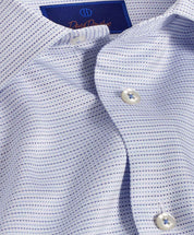 White & Blue Micro Dobby Dot Dress Shirt White & Blue David Donahue Collar Detail