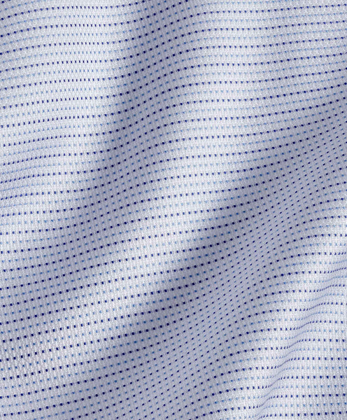 White & Blue Micro Dobby Dot Dress Shirt White & Blue David Donahue Fabric Detail