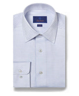 White & Blue Micro Dobby Dot Dress Shirt | David Donahue