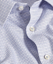 White & Blue Shadow Check Dress Shirt Collar Detail