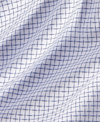 White & Blue Shadow Check Dress Shirt Fabric Detail