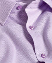 White & Lilac Micro Tic Dress Shirt David Donahue Collar Detail