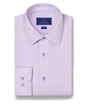 White & Lilac Micro Tic Dress Shirt David Donahue Front