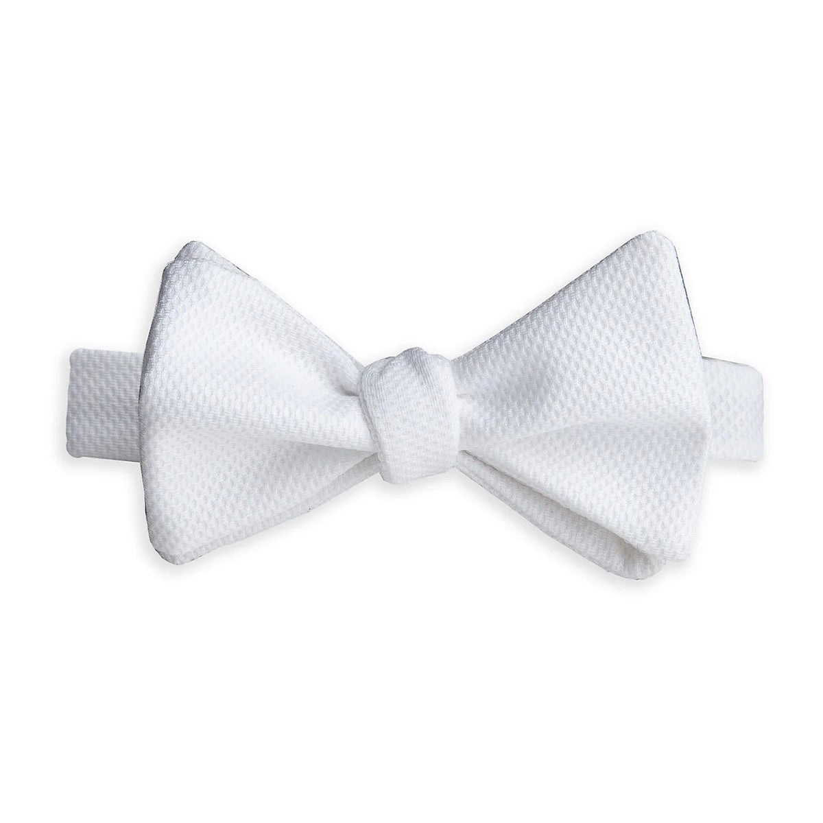 White textured self tie bow tie