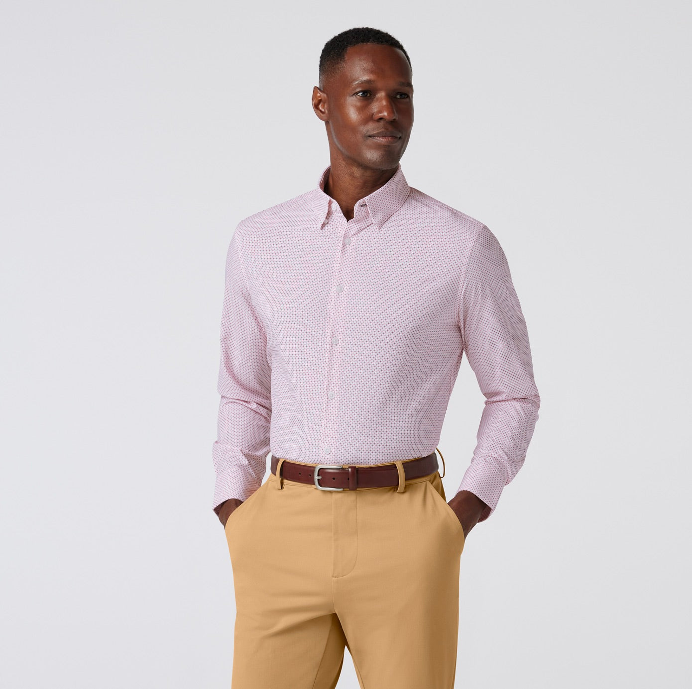 Wine Plus Print Leeward Dress Shirt  Mizzen+Main