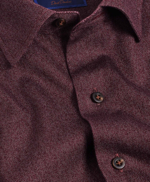 Wine Tonal Print Sport Shirt David Donahue 