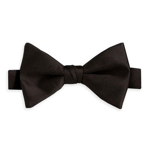 Black satin pre-tied bowtie