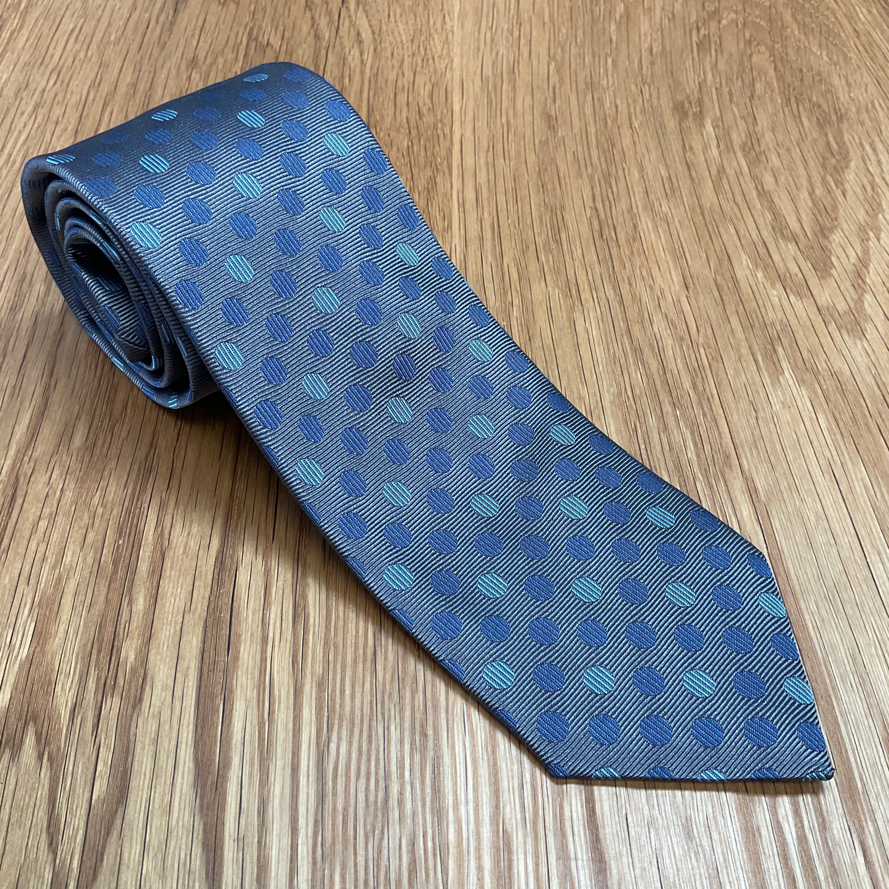 Gray Polka Dot Silk Necktie David Donahue