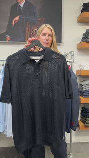 Thor Textured Mens Polo Sweater Navy Blue NN07