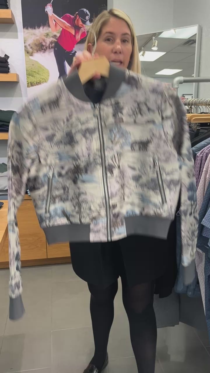 Where Wolves Roam Jacquard Bomber Jacket - Wisteria Multi | Greyson Clothiers