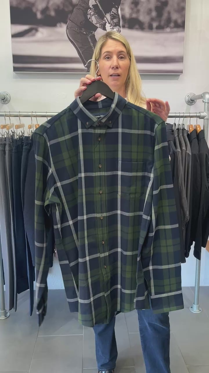 City Flannel Olive Navy Large Plaid Mizzen + Main