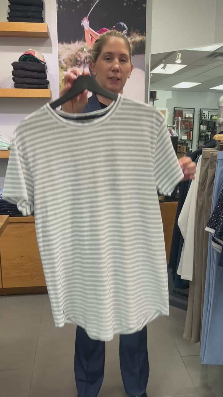 Alpha Slub Striped Tee  Light Grey Heather Greyson Clothiers