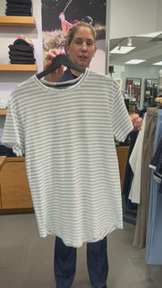 Alpha Slub Striped Tee  Light Grey Heather Greyson Clothiers