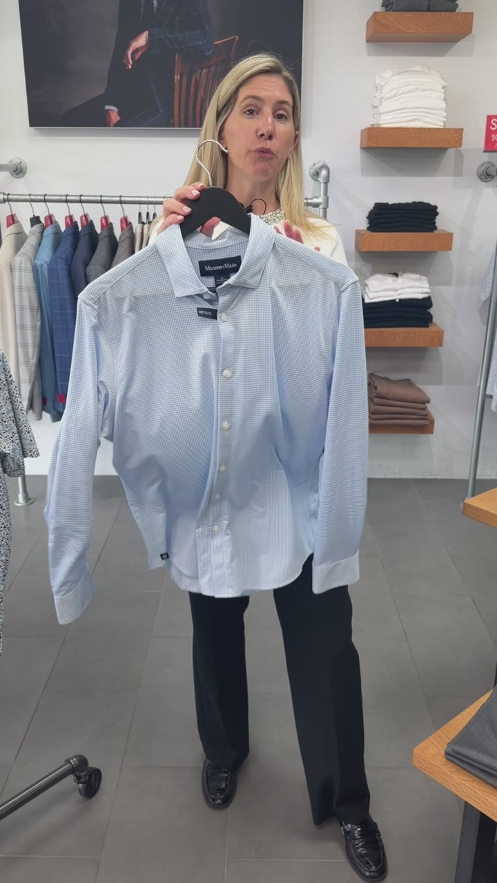 Cloud Blue Peter Gingham Halyard Dress Shirt - No Tuck | Mizzen+Main