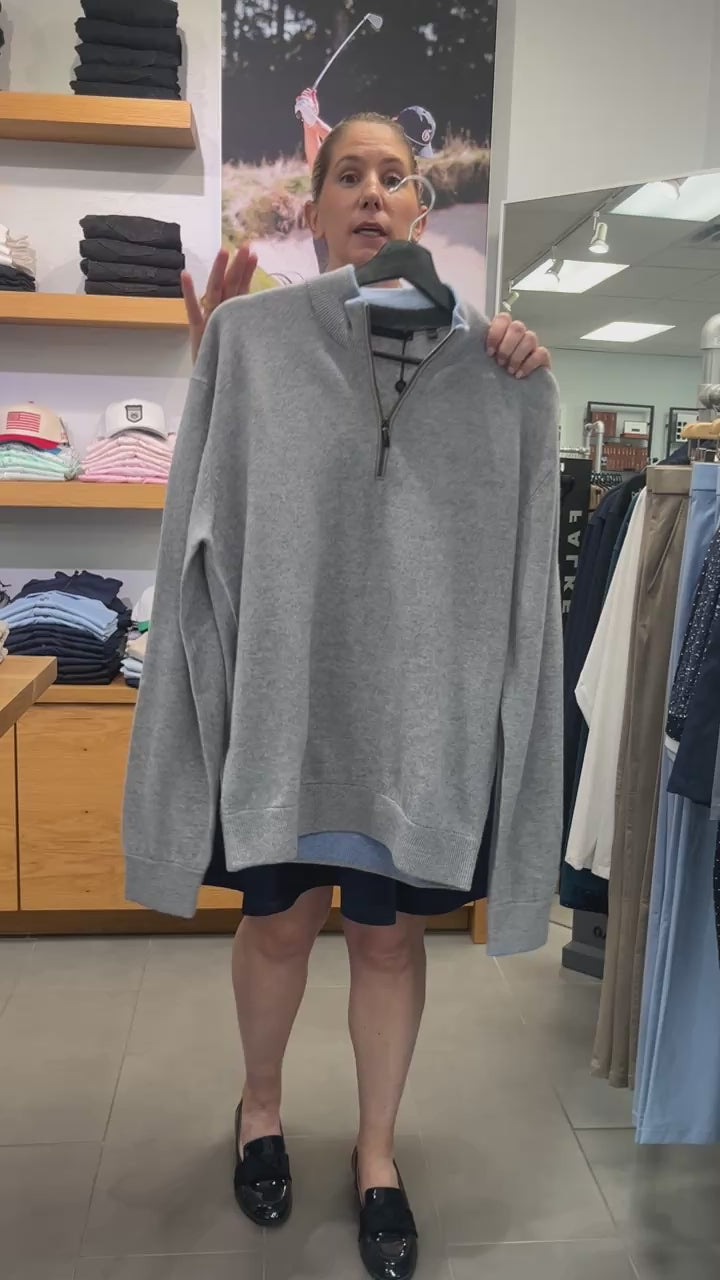 Sebonack Quarter Zip Sweater Light Grey Heather Greyson Clothiers