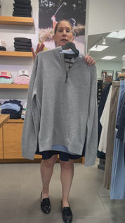 Sebonack Quarter Zip Sweater Light Grey Heather Greyson Clothiers