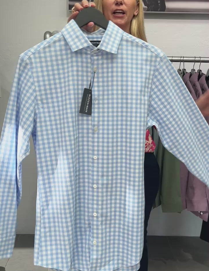 Mizzen + Main Gingham Blue Dress Shirt