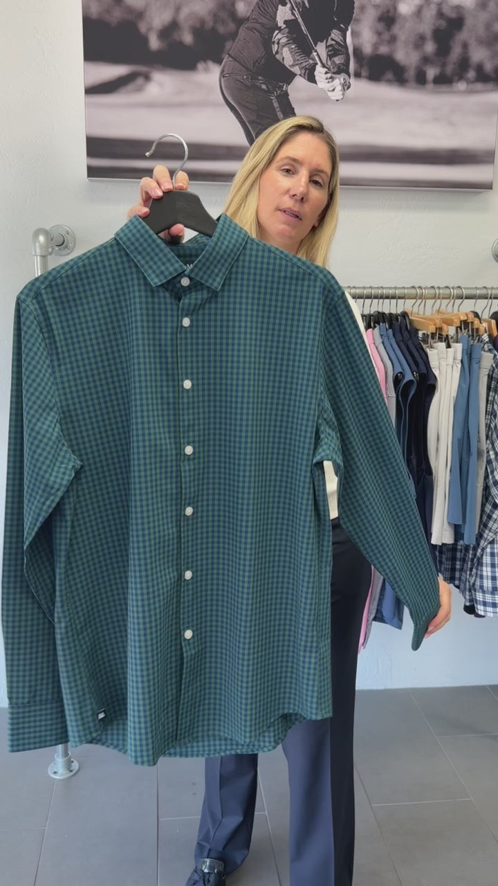 Olive Crew Gingham Leeward Dress Shirt No Tuck Mizzen+Main
