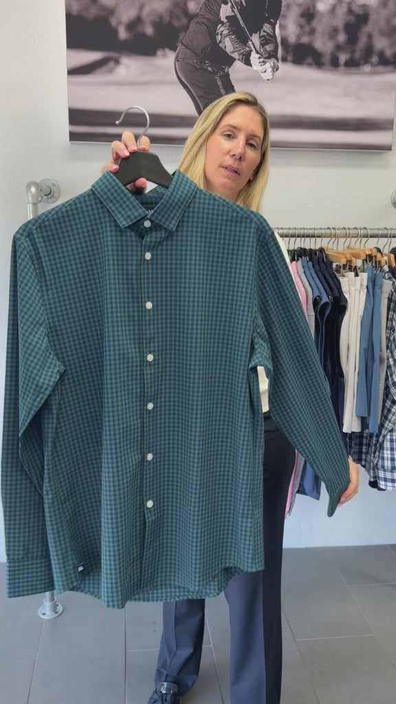 Olive Crew Gingham Leeward Dress Shirt No Tuck Mizzen+Main