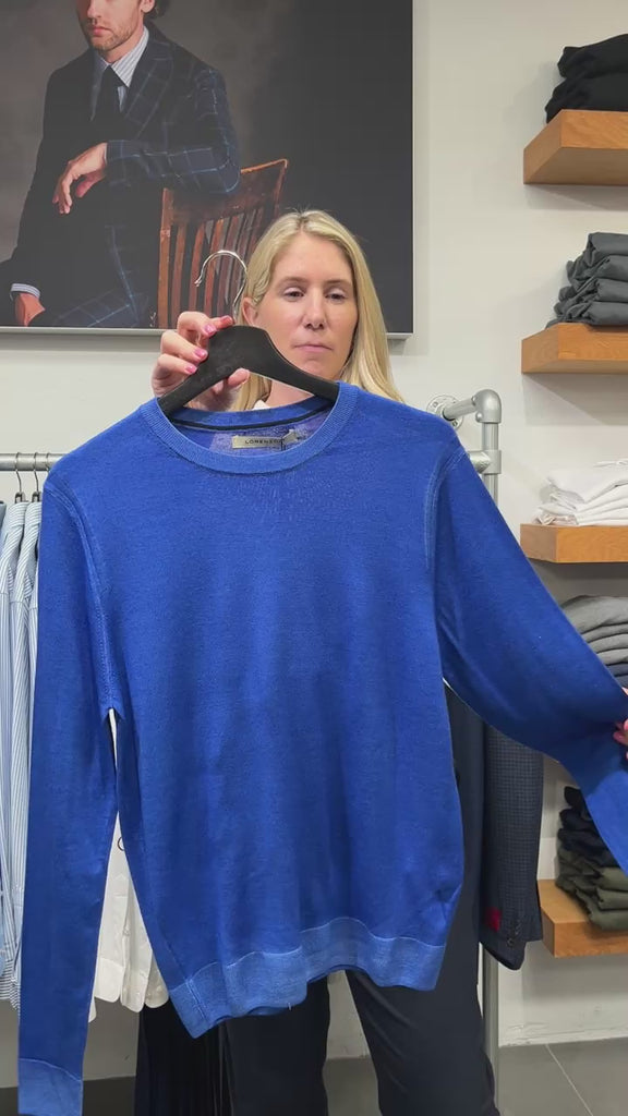 Royal Blue Crew Neck Sweater Lorenzoni