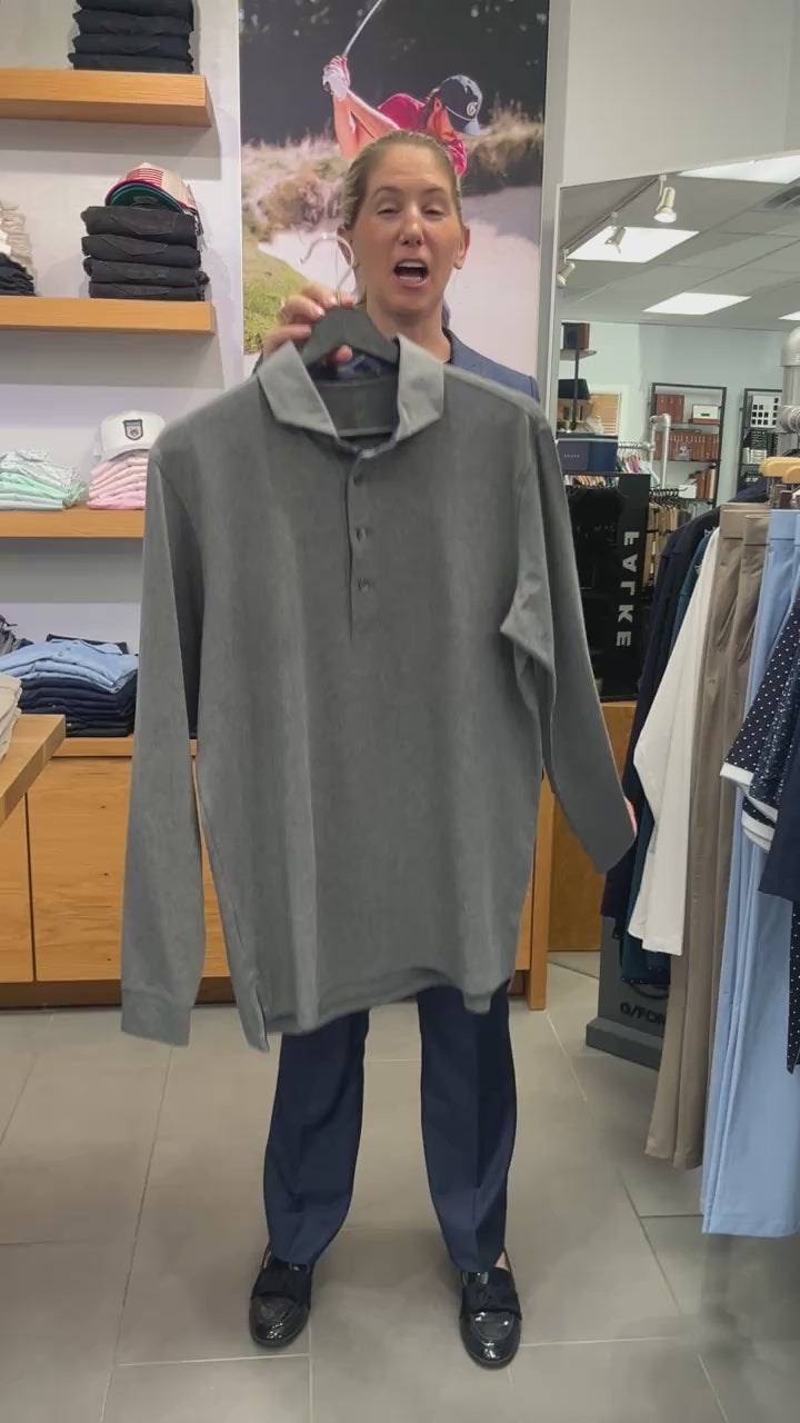 Apache Long Sleeve Polo Lt Grey Heather Greyson Clothiers 