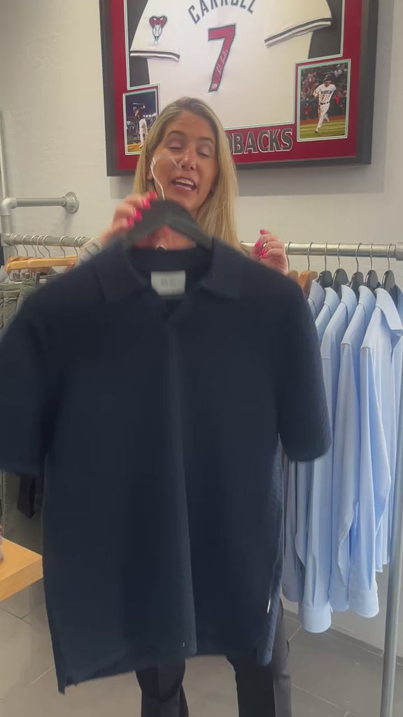 Paul Textured Stitch Polo 
Navy Blue NN.07