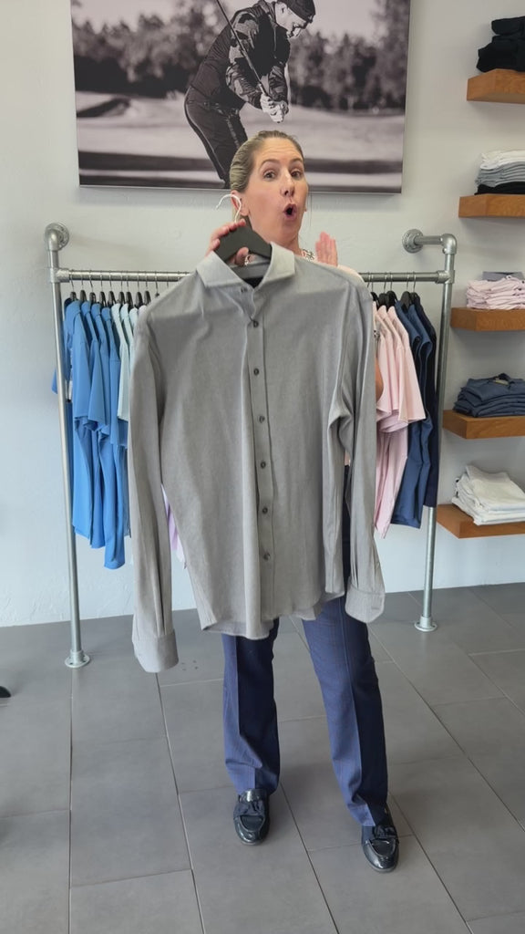 Omaha Pique Dress Shirt Light Grey Heather Greyson Clothiers 