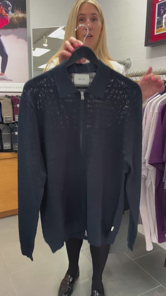 Gustav Long Sleeve Full Zip Sweater In Navy Blue From NN.07