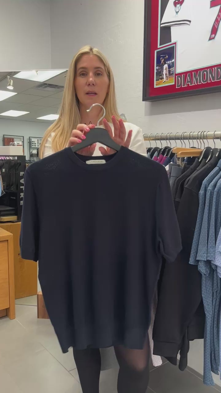Navy Short Sleeve Crew by Lorenzoni