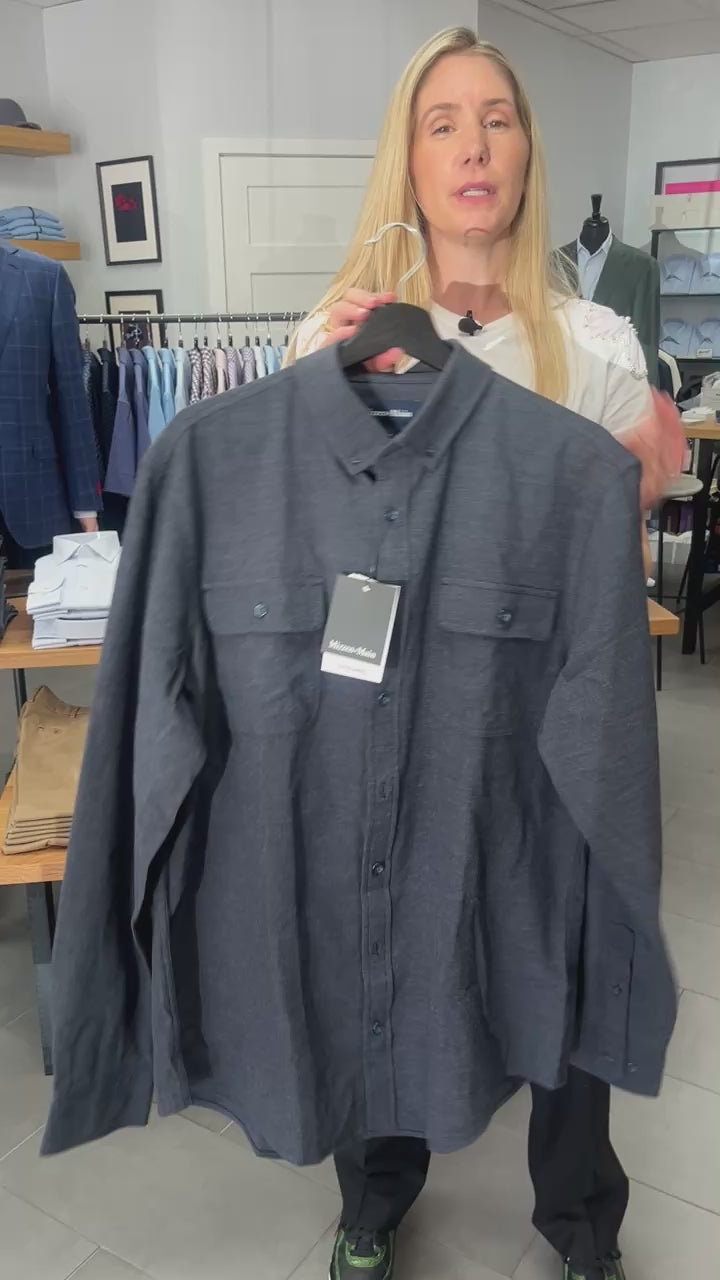 Mizzen & Main city flannel shirt in navy heather