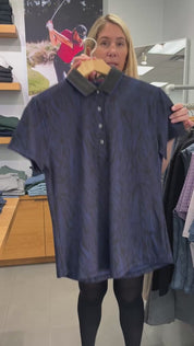 Scarlett Painted Feather Short Sleeve Polo - Maltese Blue | Greyson Clothiers