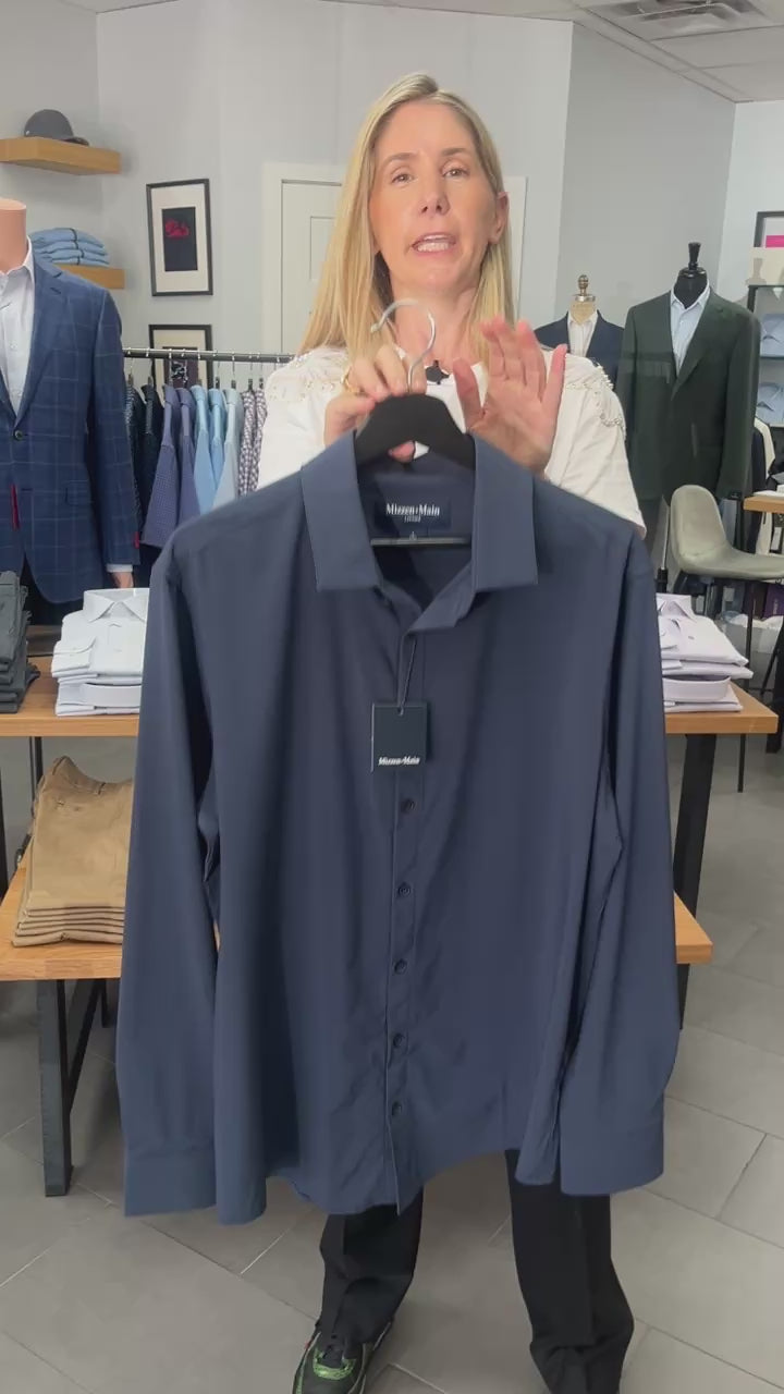 Navy Solid Leeward Dress Shirt Mizzen + Main