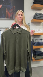 Dark Green Long Sleeve Polo Sweater | Lorenzoni