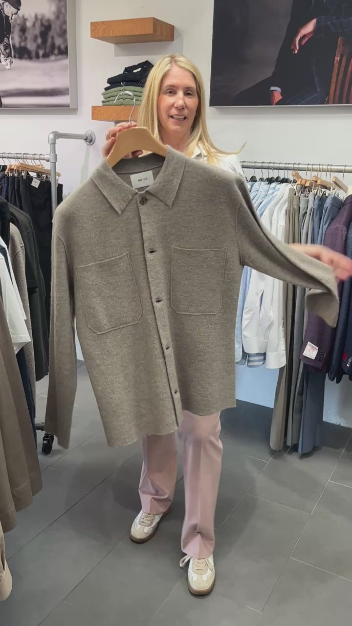 Jonas Boiled Wool Overshirt In Khaki Beige From NN.07