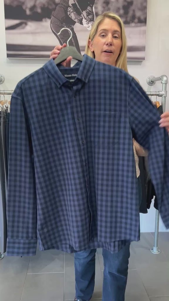Navy Hayes Gingham City Flannel Shirt Mizzen+Main