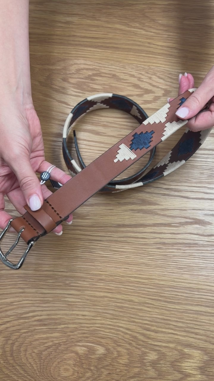 The Barker Belt - Chestnut/Dune/Navy | Holderness & Bourne